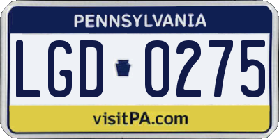 PA license plate LGD0275