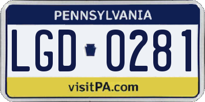 PA license plate LGD0281