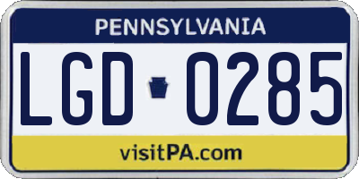PA license plate LGD0285