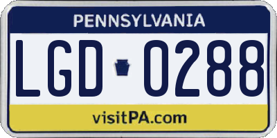 PA license plate LGD0288
