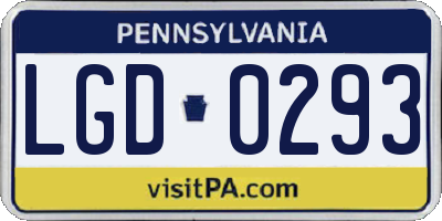 PA license plate LGD0293