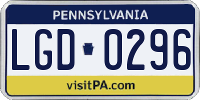 PA license plate LGD0296