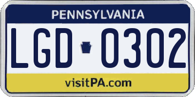PA license plate LGD0302
