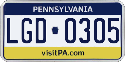 PA license plate LGD0305