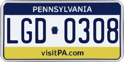 PA license plate LGD0308