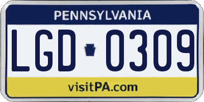 PA license plate LGD0309