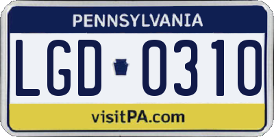 PA license plate LGD0310