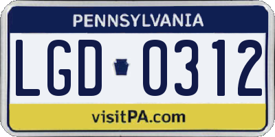 PA license plate LGD0312