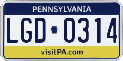 PA license plate LGD0314
