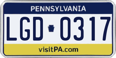 PA license plate LGD0317