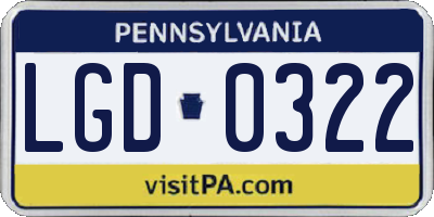 PA license plate LGD0322