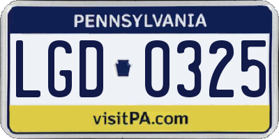 PA license plate LGD0325