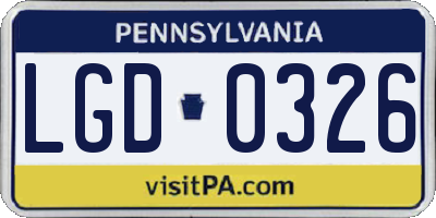 PA license plate LGD0326