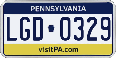 PA license plate LGD0329