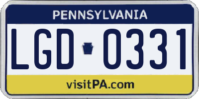 PA license plate LGD0331