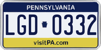 PA license plate LGD0332
