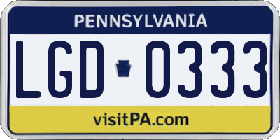 PA license plate LGD0333