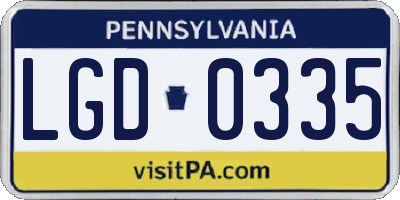 PA license plate LGD0335