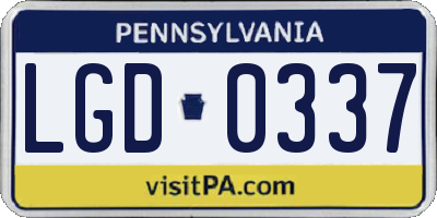 PA license plate LGD0337