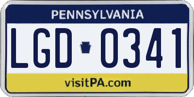 PA license plate LGD0341
