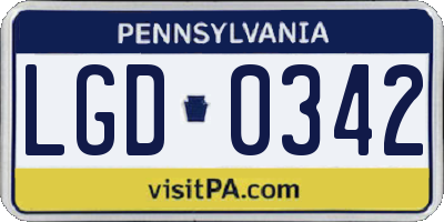 PA license plate LGD0342