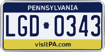 PA license plate LGD0343