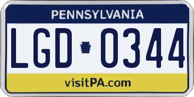 PA license plate LGD0344