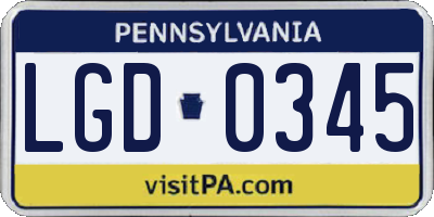PA license plate LGD0345