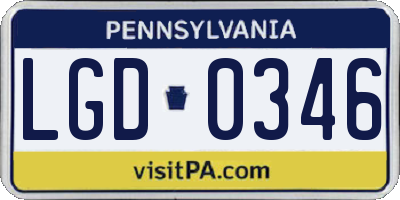 PA license plate LGD0346