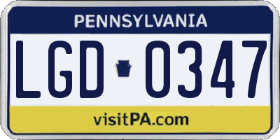 PA license plate LGD0347