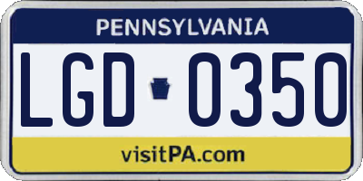 PA license plate LGD0350