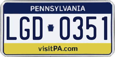 PA license plate LGD0351