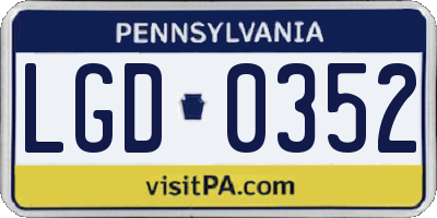 PA license plate LGD0352