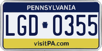 PA license plate LGD0355