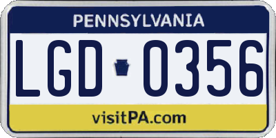 PA license plate LGD0356