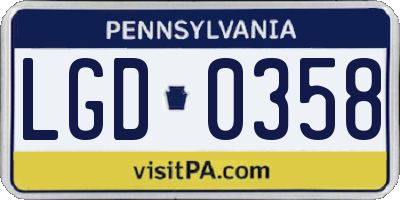PA license plate LGD0358