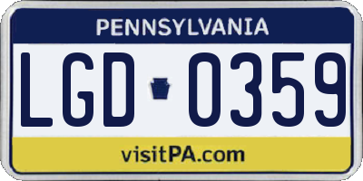 PA license plate LGD0359