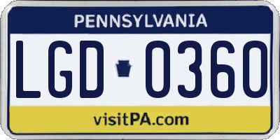 PA license plate LGD0360