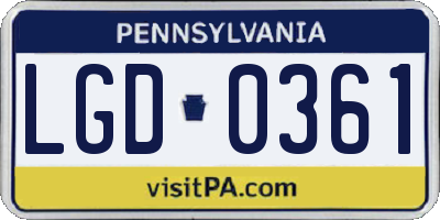 PA license plate LGD0361