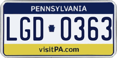 PA license plate LGD0363