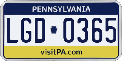 PA license plate LGD0365