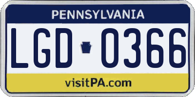 PA license plate LGD0366