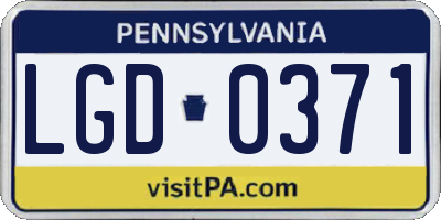 PA license plate LGD0371