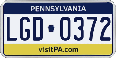PA license plate LGD0372