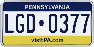 PA license plate LGD0377