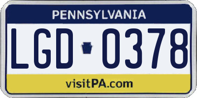 PA license plate LGD0378