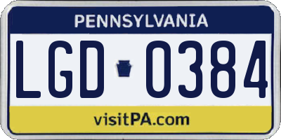 PA license plate LGD0384