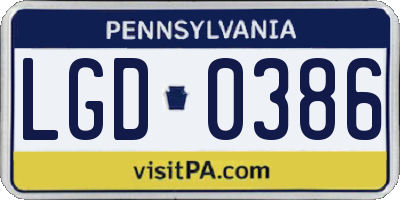 PA license plate LGD0386