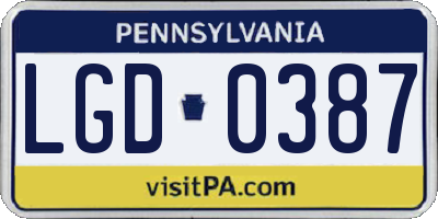 PA license plate LGD0387