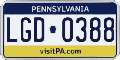 PA license plate LGD0388